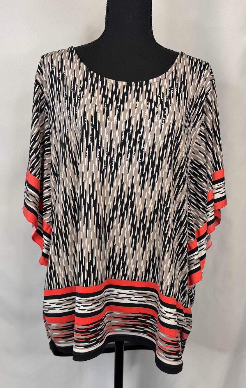 JM Collection Womens Flutter Sleeve Top Sz XL Resortwear Cruise Career Boho Chic